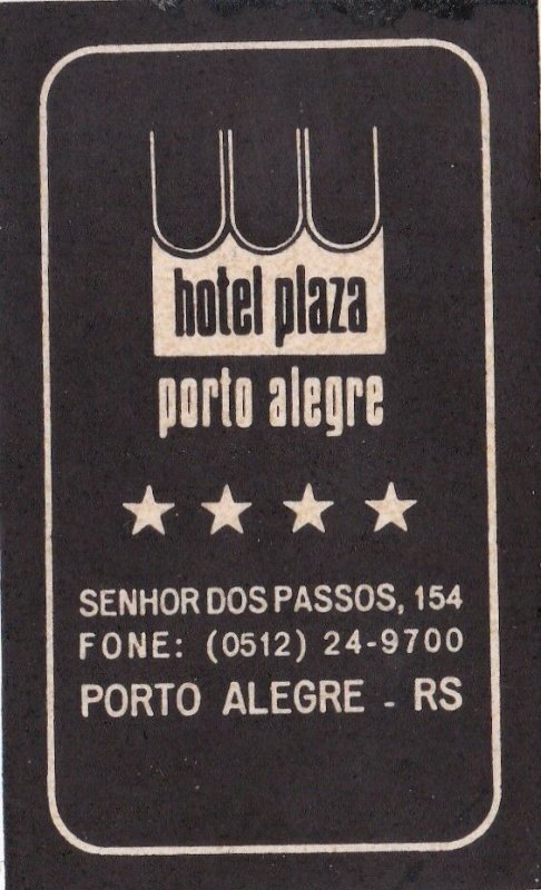 Brasil Porto Alegre Hotel Plaza Vintage Luggage Label sk4021