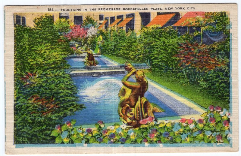 Fountains In The Promenade, Rockefeller Plaza, New York City