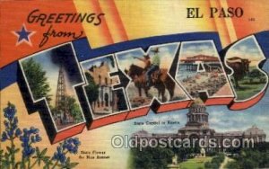 El Paso, Texas Large Letter Town Unused 
