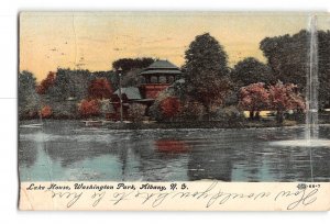 Albany New York NY Creased Damaged Postcard 1908 Washington Park Lake House