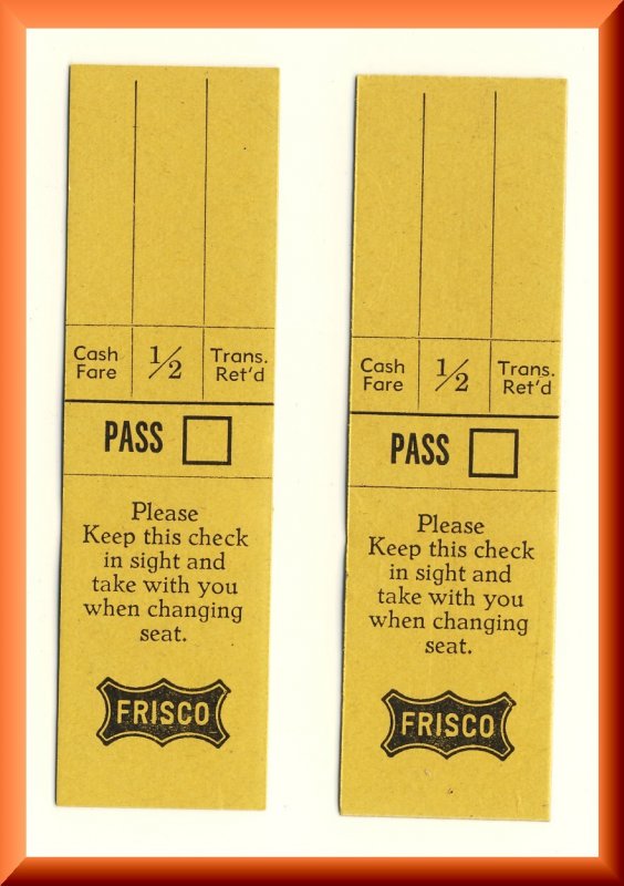 Frisco, St Louis & San Francisco Railway/Railroad/RR Tickets