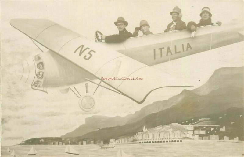 Italy, Airplane Italia, Exaggeration, RPPC