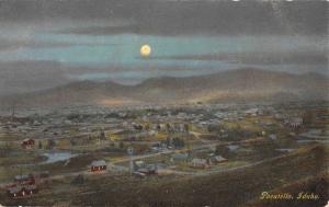 Pocatello Idaho Birdseye View Of City At Night Antique Postcard K55156