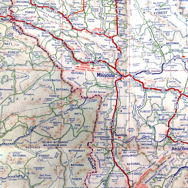 Circa 1950 Montana Road Map Phillips 66 Petroleum Company Advertising