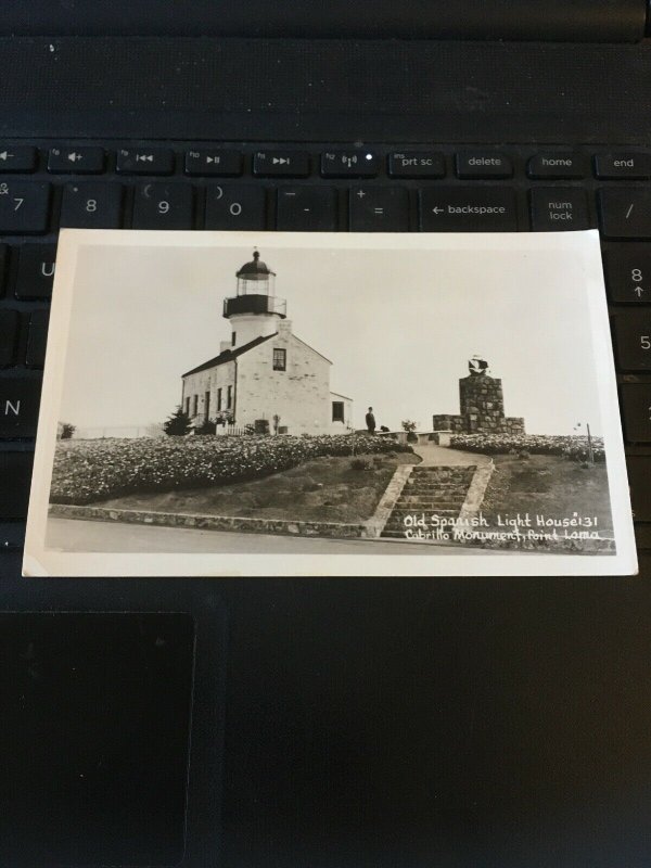 Vintage RPPC Postcard - Old Spanish Lighthouse, cabrillo Monument point loma