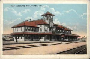 Sapulpa Oklahoma OK Train Station Depot c1920s Postcard