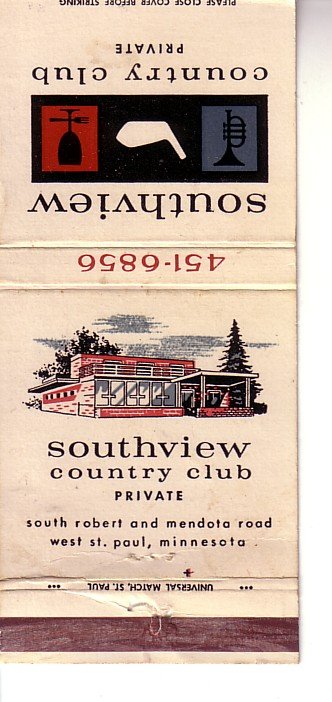 Matchbook Cover ! Southview Country Club, South St. Paul, Minnesota !