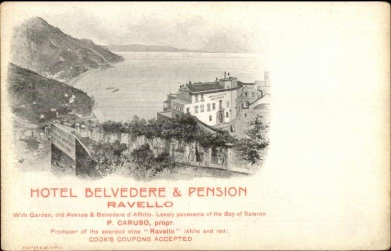 Ravello Italy Hotel Belvedere & Pension c1910 Postcard