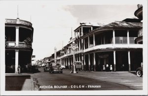 Panama Avenida Bolivar Colon Panama Vintage RPPC C065