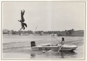 Circus Summersault Over Fishing Speedboat Award Photo Postcard