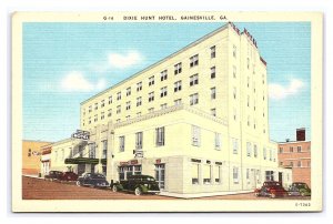 Dixie Hunt Hotel Gainesville GA. Georgia Postcard Old Cars Signs