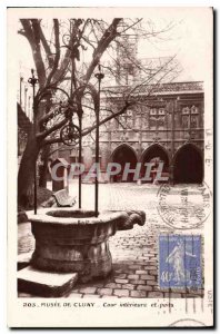 Old Postcard Musee Cluny Inner courtyard and well