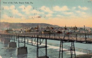 Postcard View of Falls Beaver Falls PA