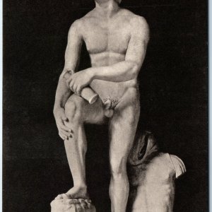 c1900s Munich, Germany Alexander Gr Marble Sculpture Nude Male Figure Print A359