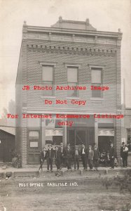 IN, Carlisle, Indiana, RPPC, Post Office, Entrance View, 1909 PM, Photo