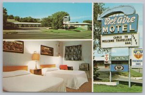 Chamberlain South Dakota~Bel Aire Motel & Interior~Roadside Vintage Postcard