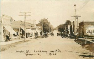 Wisconsin Honcock RPPC Photo Postcard Main Street looking north 22-4522 