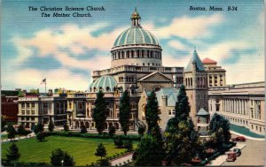 Vtg 1940s Mother Church of Christian Science Boston Massachusetts MA Postcard