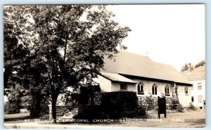 RPPC SANFORD, Maine ME~ ST. GEORGE'S EPISCOPAL CHURCH York County 1950s Postcard