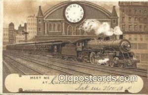 Trains, Railroads 1910 light wear close to grade 2, writing on front, postal ...
