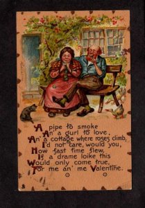 Pipe Smoking Lovers Valentine Raphael Tuck & Sons Leatherette Poem Postcard