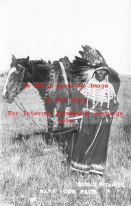 Native American Sioux Indian, RPPC, Dog Face, Cheyenne River Reservation SD