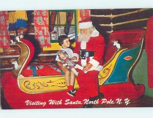 1950's SANTA CLAUS ON SLED Adirondacks - North Pole - Wilmington NY hn3640-33