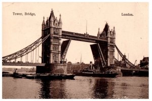 Tower Bridge London England Black And White Postcard Posted 1943