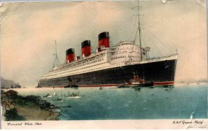 Cunard White Star - The R.M.S. Queen Mary - Large Size Postcard - 1952