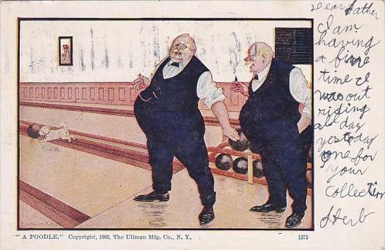 Bowling Humour Fat Men Bowling A Poodle 1906