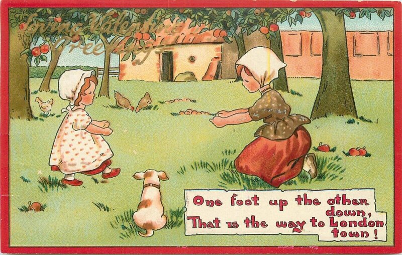 Postcard 1912 Learning to walk Tuck London Poem Nursery Rhymes 23-2255