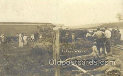 ST Paul Wreck, USA Train Railroad Station Depot 1916 big vertical crease, pos...