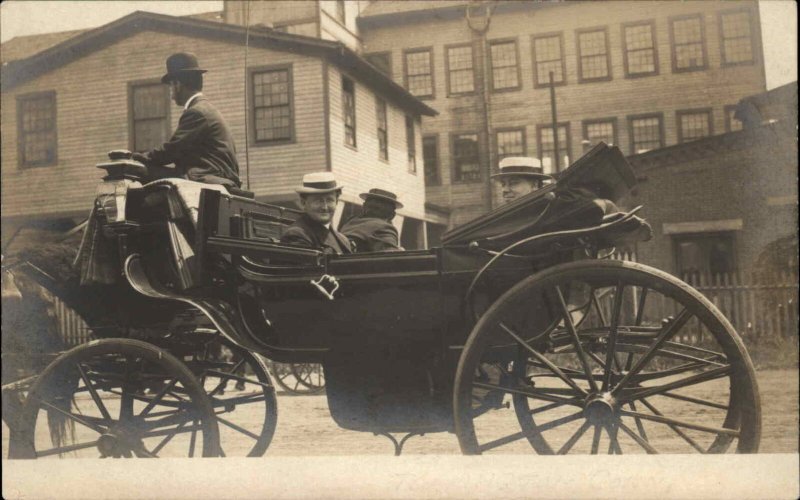 Torrington Connecticut CT Men in Horse Carriage at Factory Real Photo Postcard
