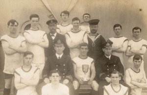 HMS Achilles Crew Sports Trophy Team WW1 Military Ship Old Postcard