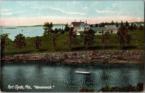 View Overlooking Bays of Port Clyde ME, Wawenock Vintage Postcard E44