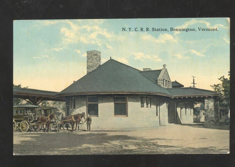 BENNINGTON VERMONT NYC RAILROAD DEPOT TRAIN STATION 1909 VINTAGE POSTCARD