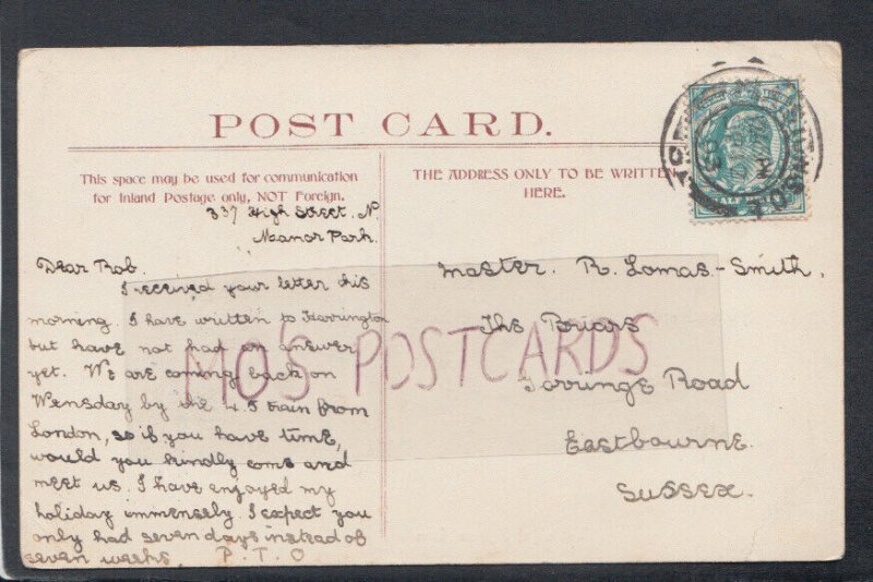 Genealogy Postcard - Lomas-Smith - Gorringe Road, Eastbourne, Sussex RF6269