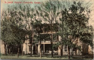 Hand Colored Postcard St. Joseph Hospital in Concordia, Kansas~133253