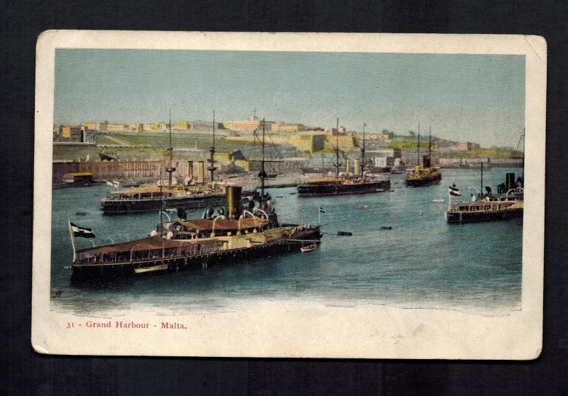 Mint Malta Ships in Grand Harbor Boats Picture Postcard 