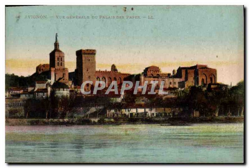 Postcard Old Avignon general view of the Papal Palace