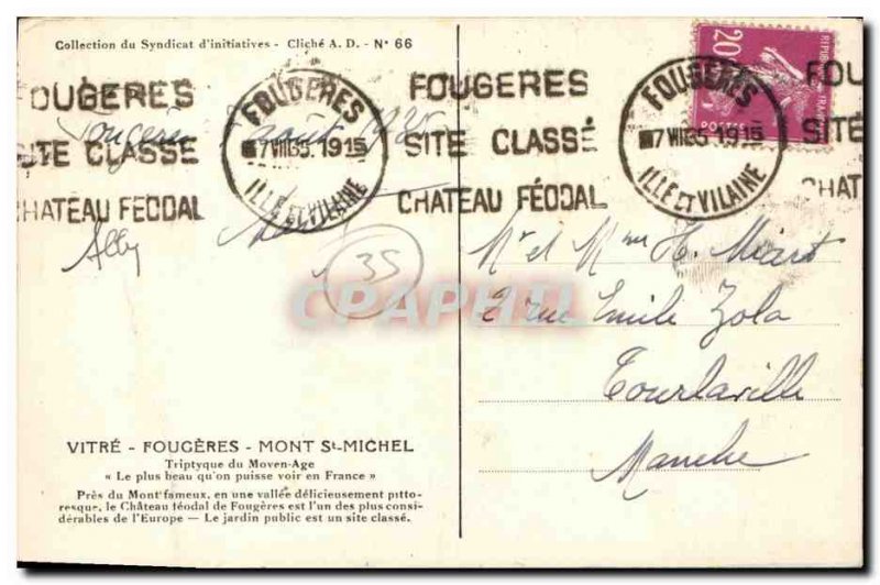 Old Postcard Chateau de Fougeres Courtine North