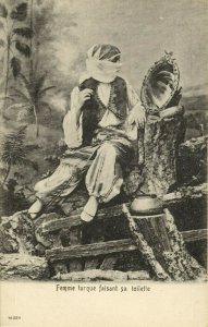 turkey, Femme Turque faisant sa Toilette, Veiled Turkish Woman with Mirror 1899