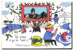 Old Postcard Chartrettes fishing fishermen