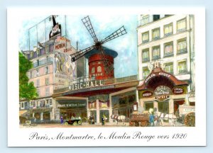 le Moulin Rouge vers 1920 repro Paris France art Postcard