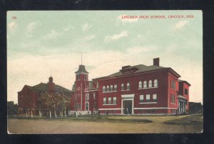 LINCOLN NEBRASKA LINCOLN HIGH SCHOOL BUILDING VINTAGE POSTCARD 1909