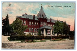 1913 St. Mary's Hospital Dirt Road Scene La Salle Illinois IL Antique Postcard