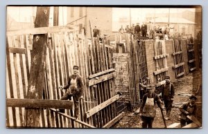 J87/ East Palestine Ohio RPPC Postcard c1910 Railroad Bridge Construction 855