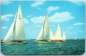 Boats of the International One-Design Class Racing Great Sound Postcard