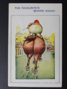 Bamforth & Co: Horse Racing Theme THE FAVOURITE'S BEHIND AGAIN! c1960's