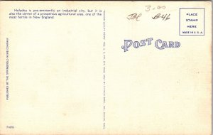 US Post Office Holyoke Massachusetts MA Old Cars Linen Postcard VTG UNP Tichnor  